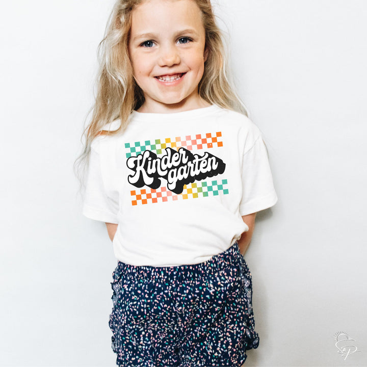 Retro Gradient Checkered Back to School - Grades Daycare - 5th Grade (Sublimation -OR- DTF Print)