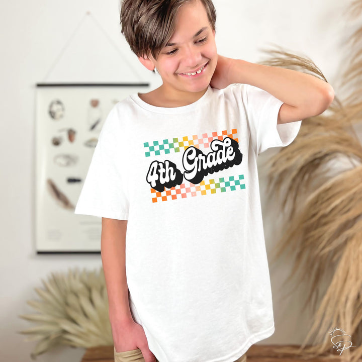 Retro Gradient Checkered Back to School - Grades Daycare - 5th Grade (Sublimation -OR- DTF Print)