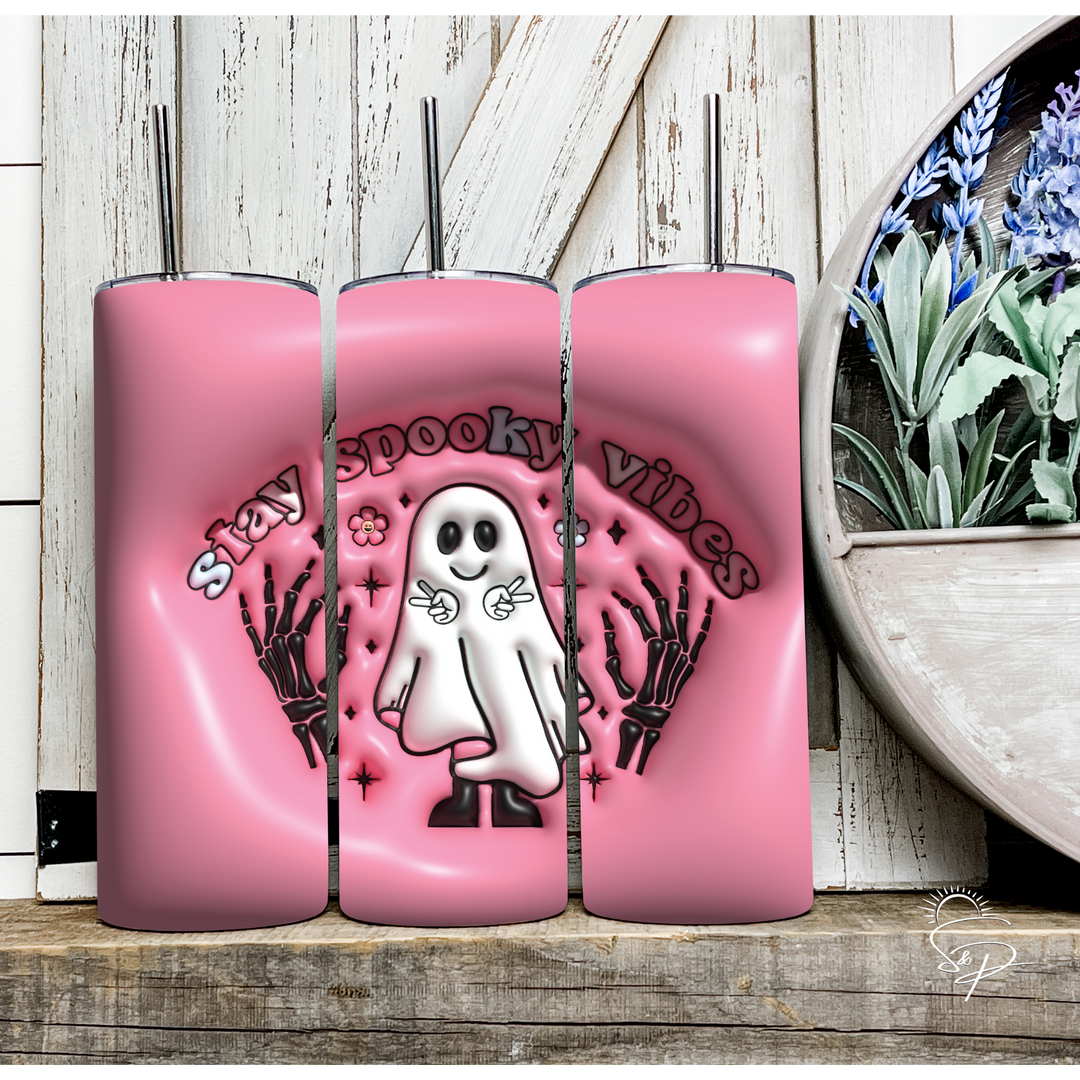 Stay Spooky Vibes Full Wrap SKINNY TUMBLER Sublimation Transfer