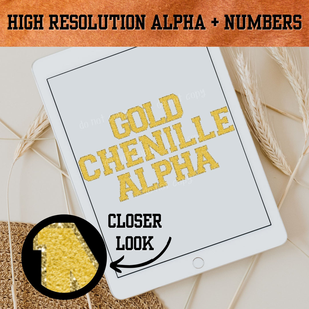 Digital Design - Gold Chenille Alpha Instant Download | PNG
