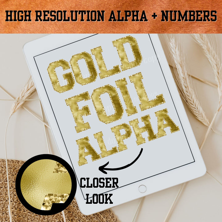 Digital Design - Gold Foil Alpha Instant Download | PNG