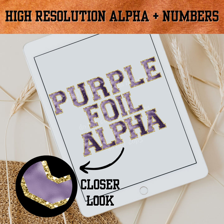 Digital Design - Purple Foil Alpha Set Instant Download | PNG