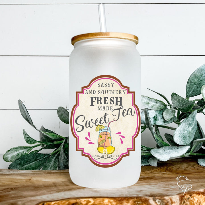 Sassy and Southern Sweet Tea - Glass Can Sublimation Transfer