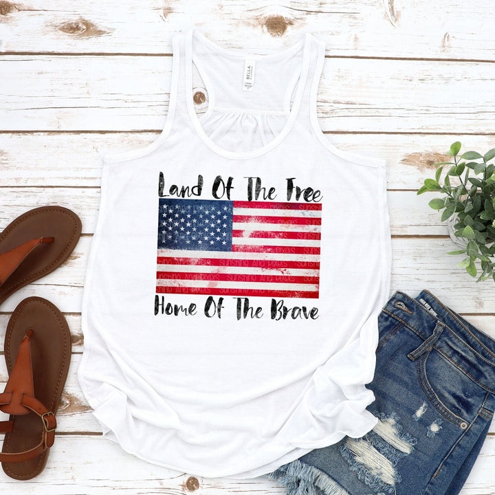 Because of the brave, because of the brave with American flag (Sublimation -OR- DTF/Digi Print) - Sunshine And Pixels