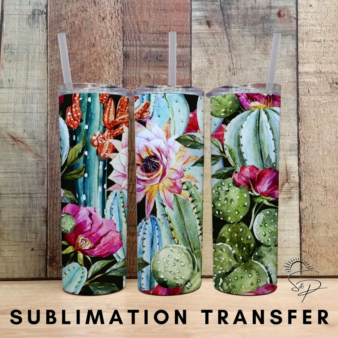 Digital Design - "Boho Cactus Full Wrap Tumbler" Instant Download | Sublimation | PNG - Sunshine And Pixels