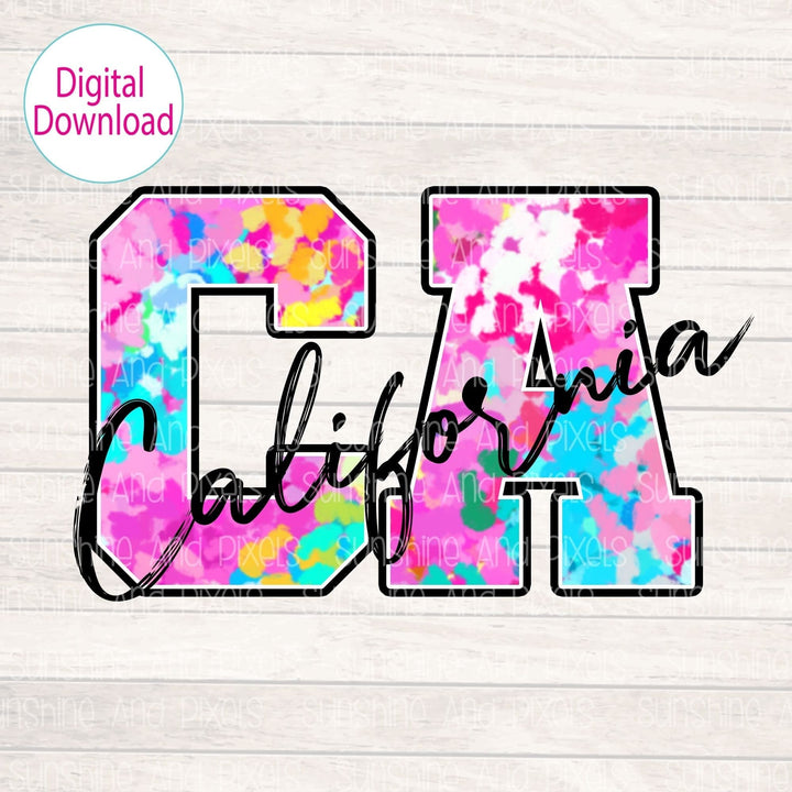 Digital Design - "Bright and Bold CA State" | Instant Download | Sublimation | PNG - Sunshine And Pixels