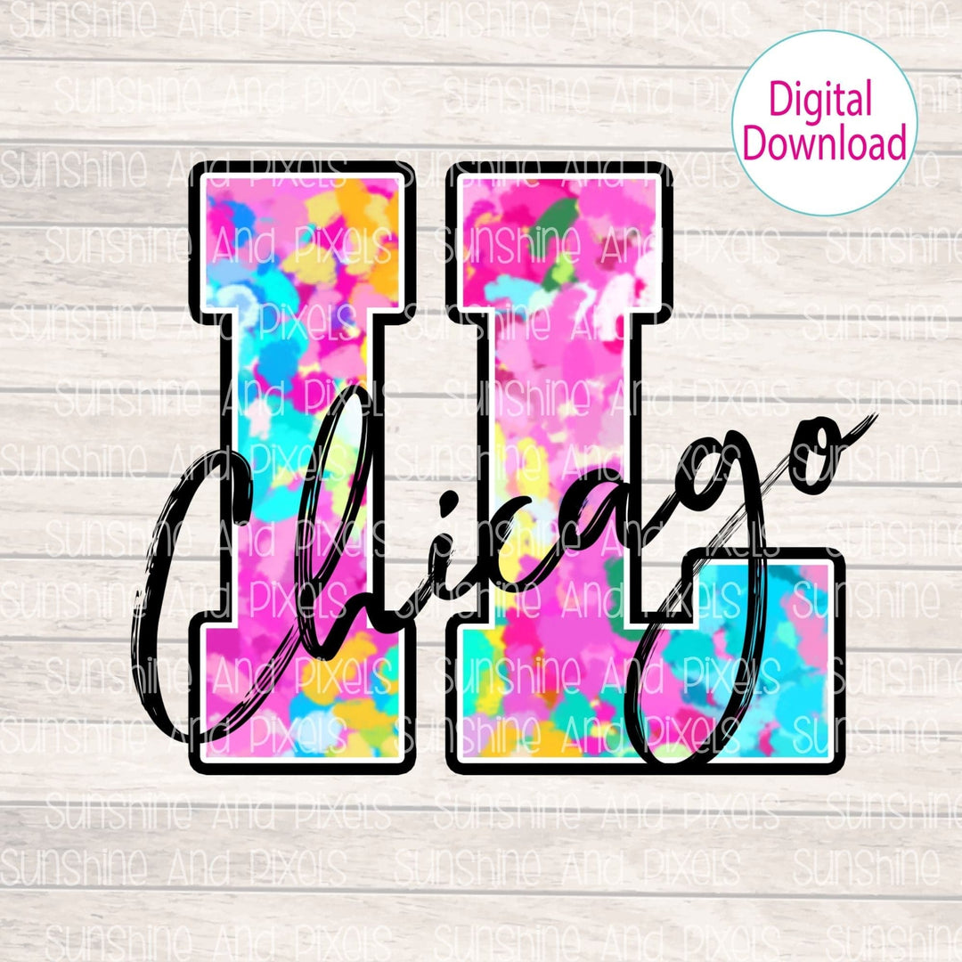 Digital Design - Bright and Bold "Chicago- IL" | Instant Download | Sublimation | PNG - Sunshine And Pixels