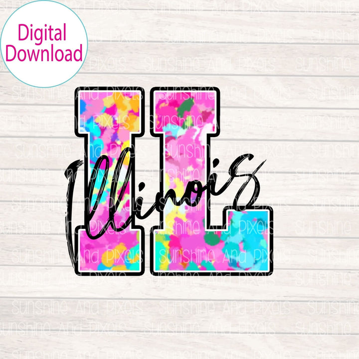 Digital Design - "Bright and Bold IL State" | Instant Download | Sublimation | PNG - Sunshine And Pixels