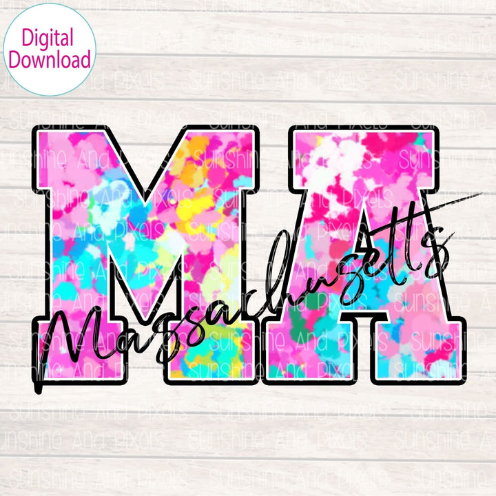 Digital Design - "Bright and Bold MA State" | Instant Download | Sublimation | PNG - Sunshine And Pixels