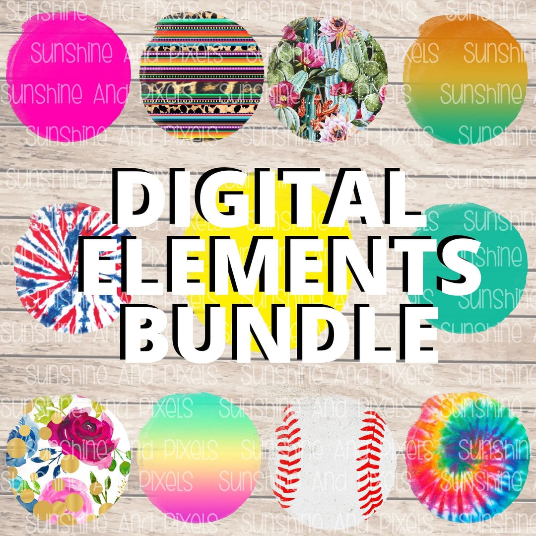 Digital Design - "Digital elements bundle with 11 different files included" | Instant Download | Sublimation | PNG - Sunshine And Pixels
