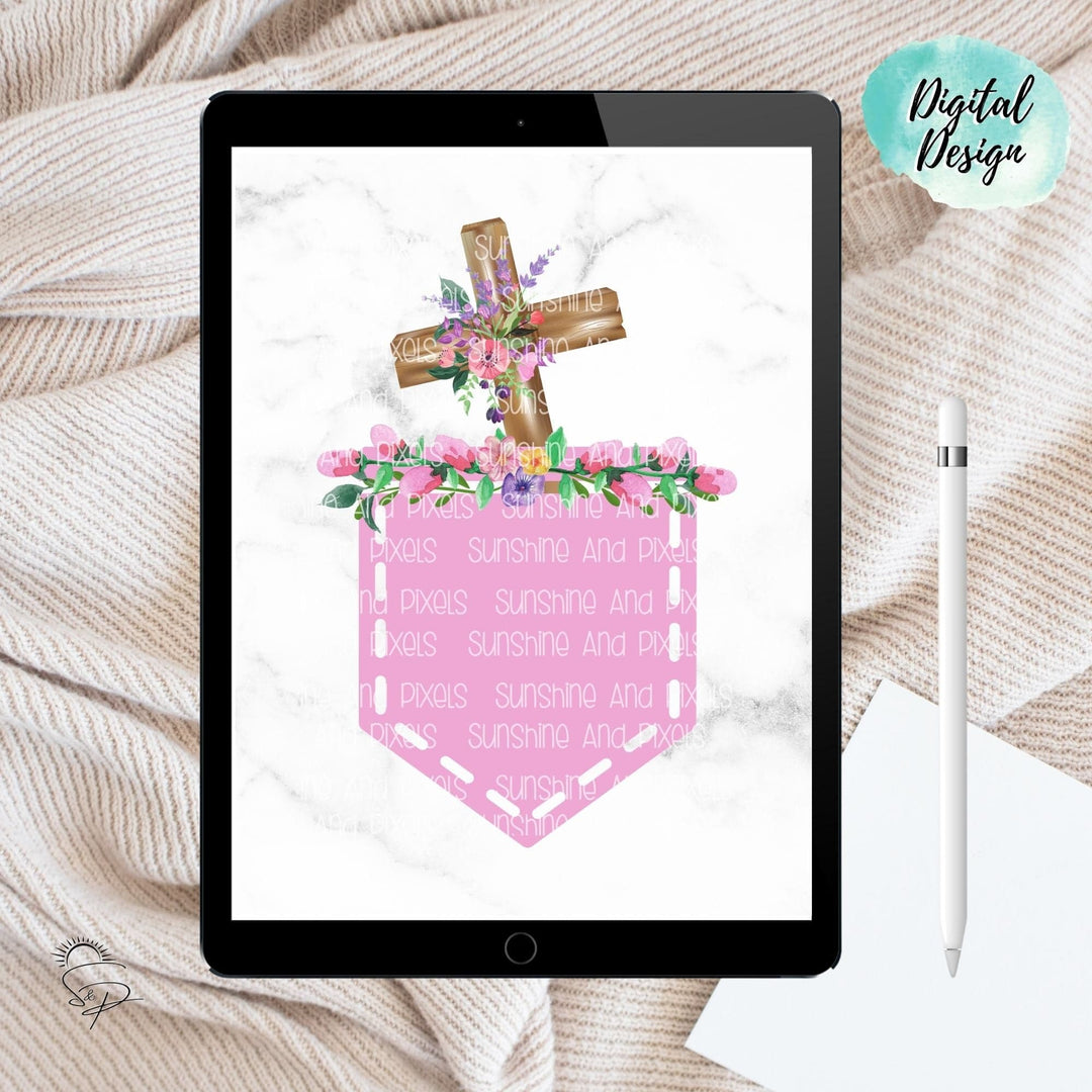 Digital Design - "Floral Cross Pocket" Instant Download | Sublimation | PNG - Sunshine And Pixels