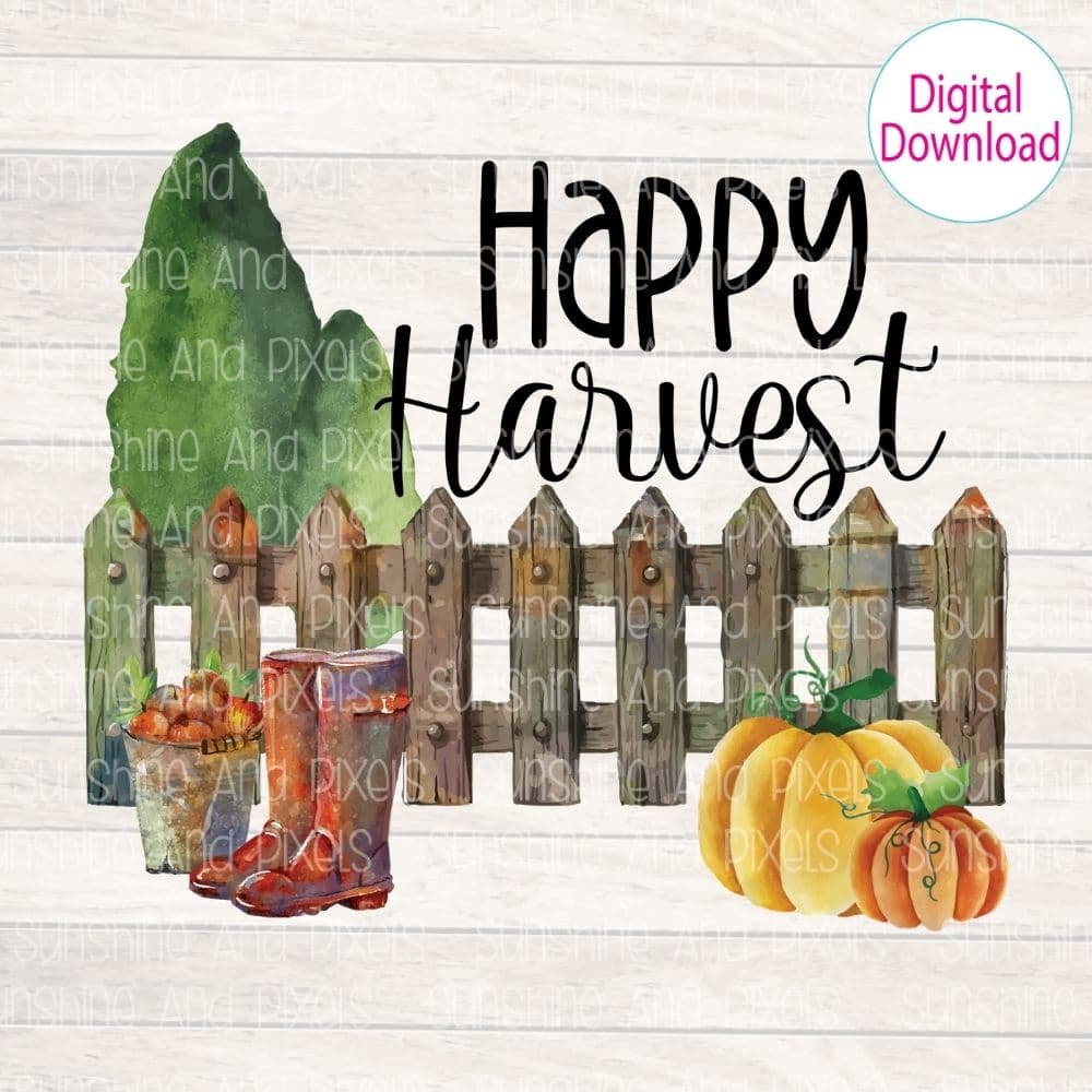 Digital Design - "Happy Harvest" | Instant Download | Sublimation | PNG - Sunshine And Pixels