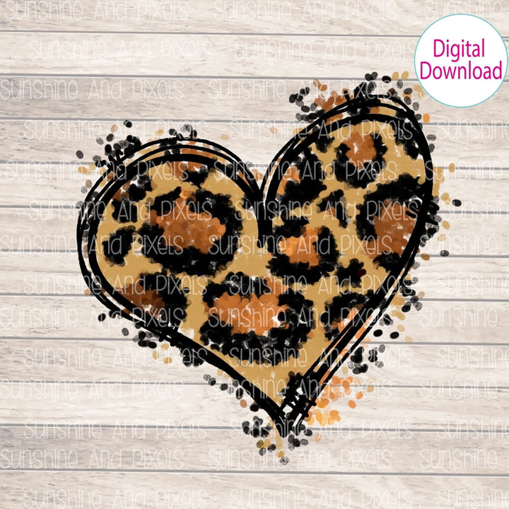 Digital Design - Leopard Splatter/ confetti Heart | Instant Download | Sublimation | PNG - Sunshine And Pixels