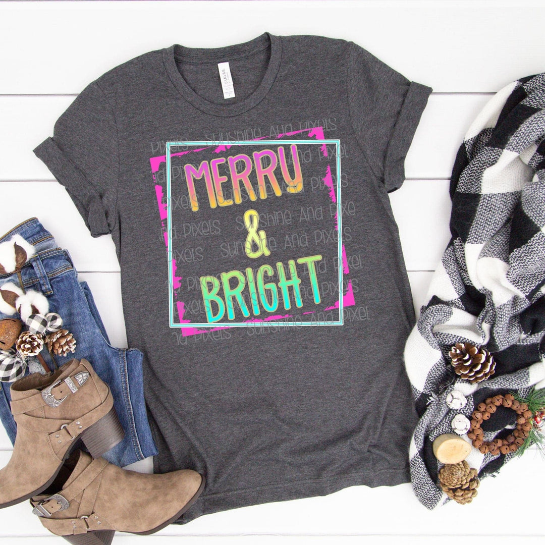 Digital Design- MERRY and BRIGHT | Instant Download | Sublimation | PNG - Sunshine And Pixels