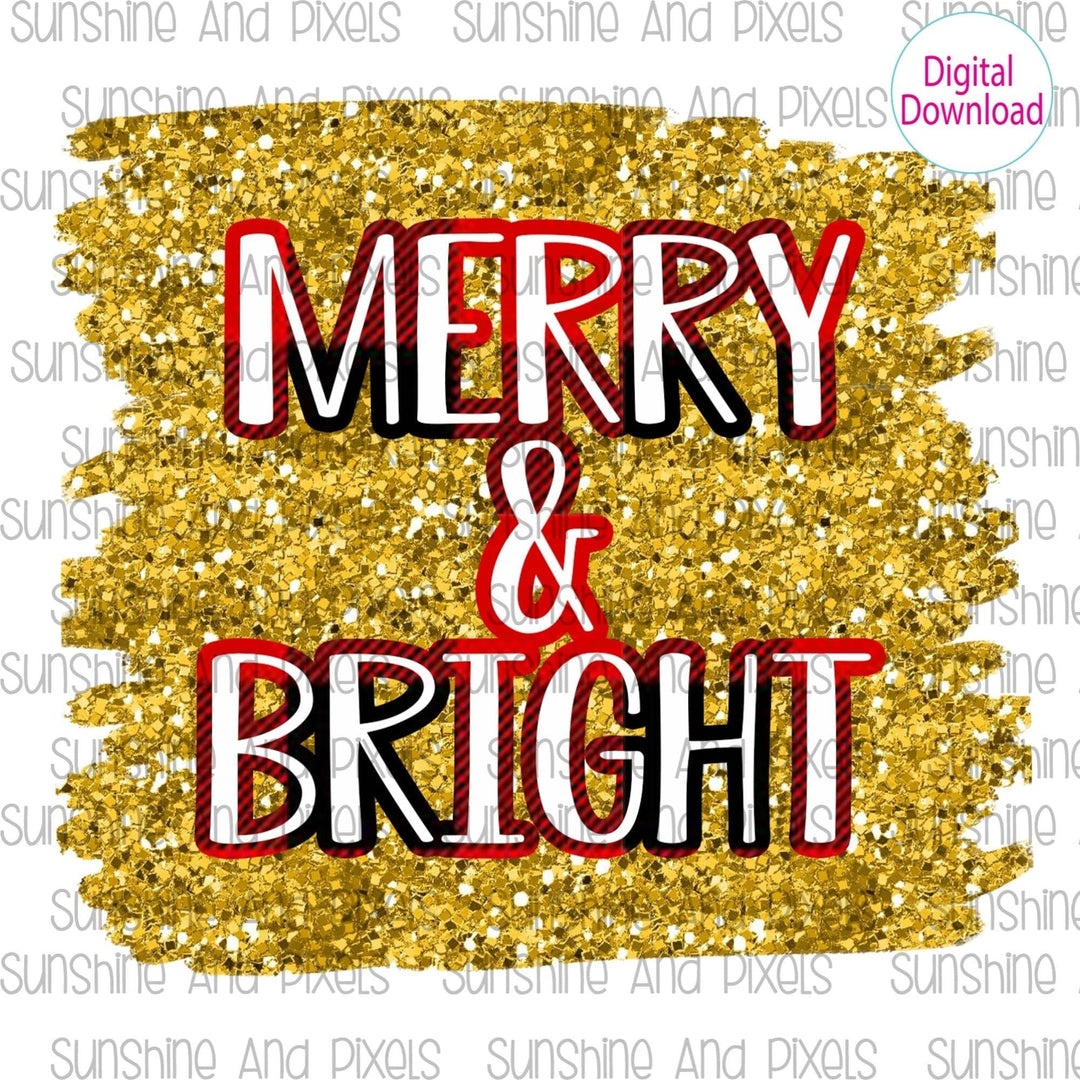 Digital Design- Merry and Bright| Instant Download | Sublimation | PNG - Sunshine And Pixels