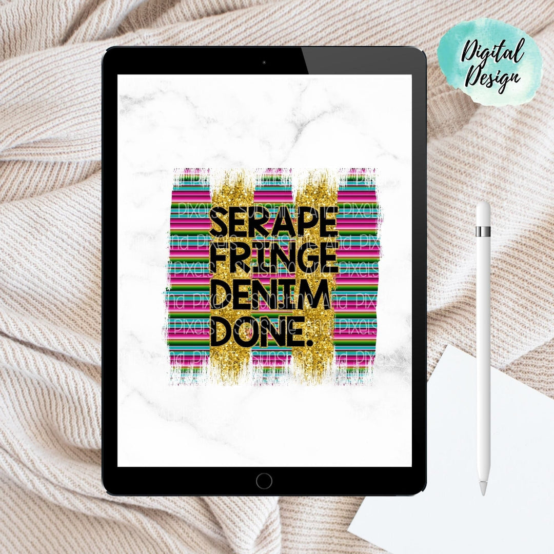 Digital Design- Serape-fringe-denim-done | Instant Download | Sublimation | PNG - Sunshine And Pixels