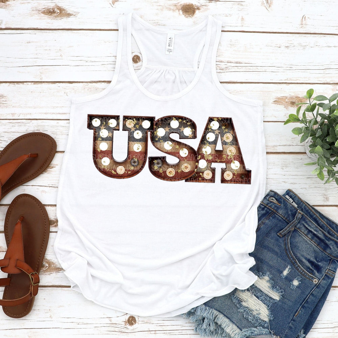 Digital Design - "USA Marquee Letters with gold" | Instant Download | Sublimation | PNG - Sunshine And Pixels