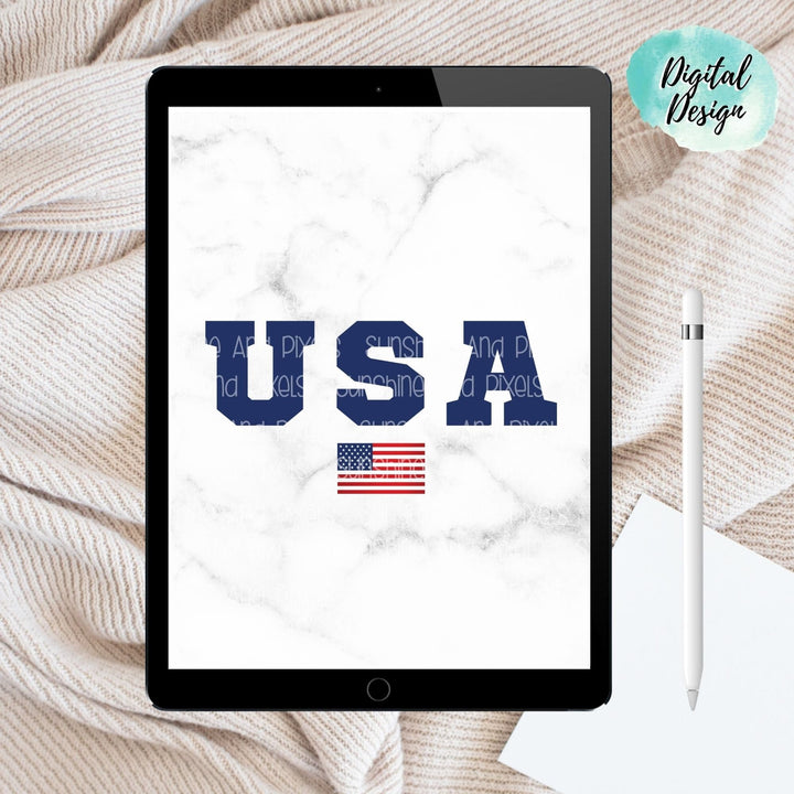 Digital Design - "USA with American Flag" Instant Download | Sublimation | PNG - Sunshine And Pixels