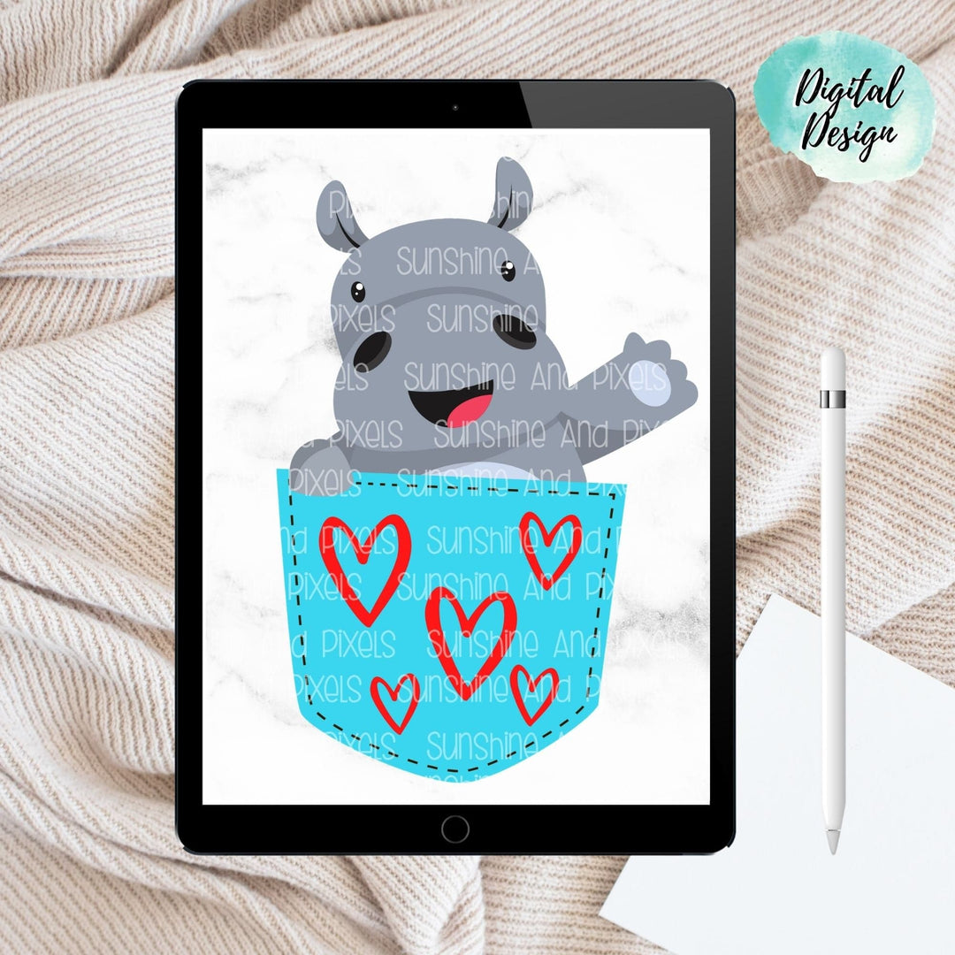 Digital Design - "Valentine's Day Hippo" | Instant Download | Sublimation | PNG - Sunshine And Pixels