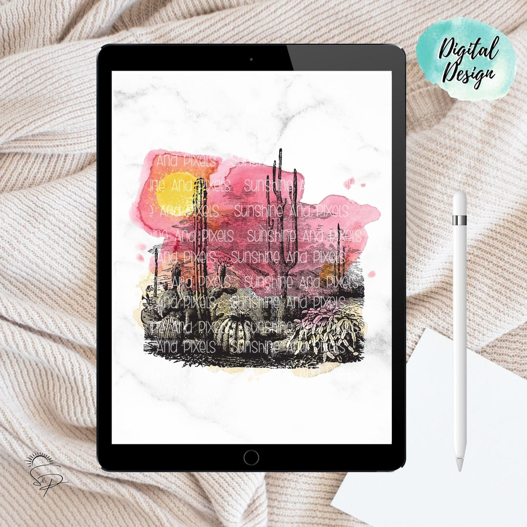 Digital Design - "Watercolor Desert" Instant Download | Sublimation | PNG - Sunshine And Pixels