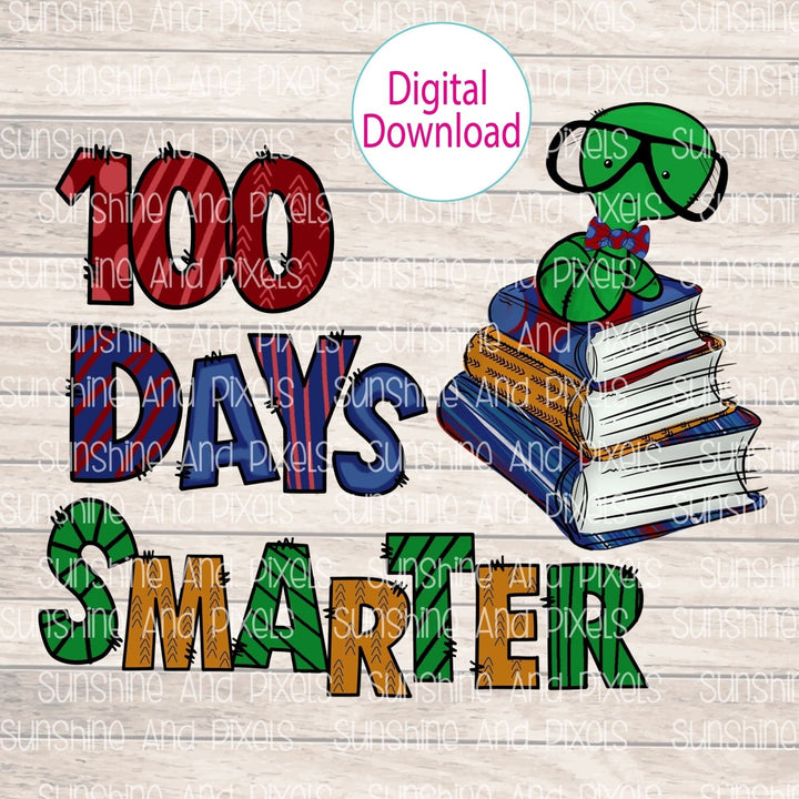 Digital Download - 100 days smarter (Boy Bookworm) | Instant Download | Sublimation | PNG - Sunshine And Pixels