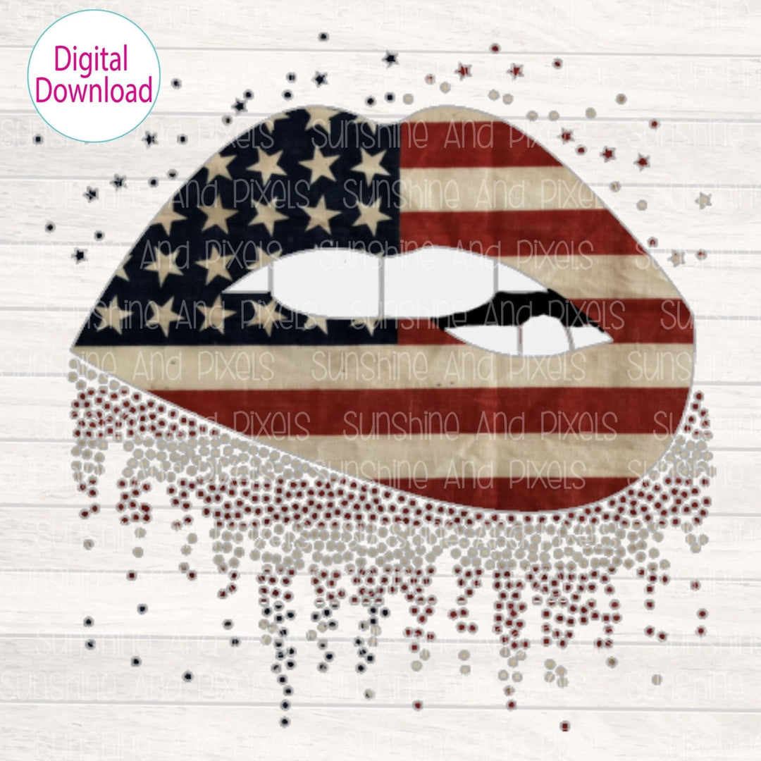 Digital Download - American Flag Lips Instant Download | Sublimation | PNG - Sunshine And Pixels