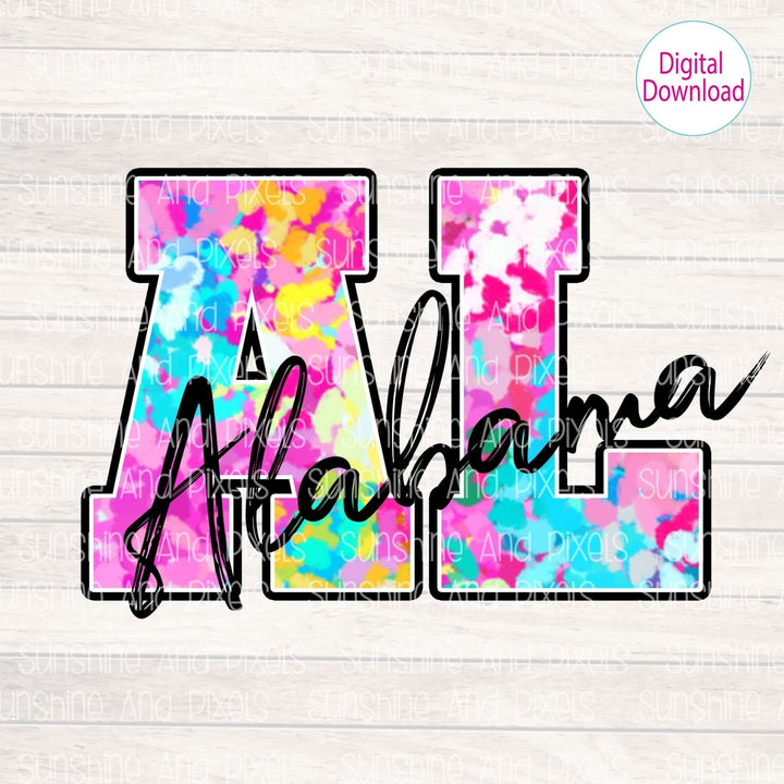 Digital Download - Bright and Floral AL state (Other states available in shop) Instant Download | Sublimation | PNG - Sunshine And Pixels