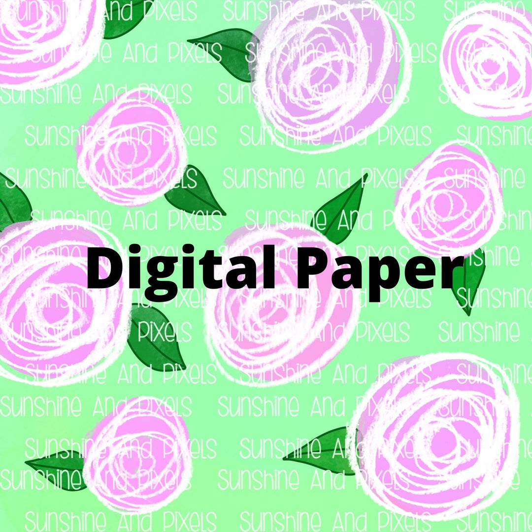 Digital Paper/ Digital Download - "Flowers, hand drawn digital paper" Instant Download | Sublimation | PNG - Sunshine And Pixels