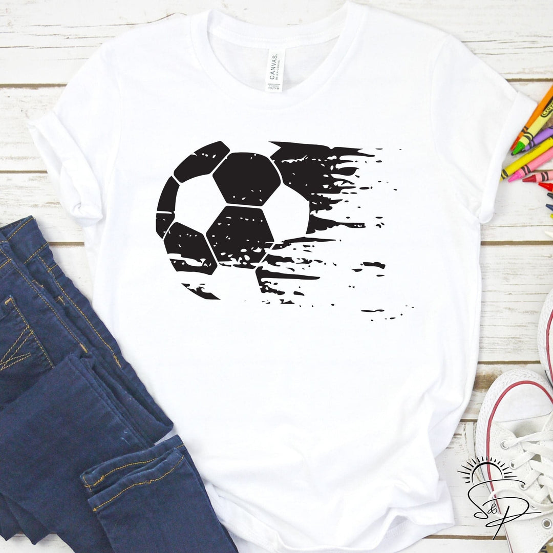 Distressed Soccer Ball (Black Ink SCREEN PRINT) - Sunshine And Pixels