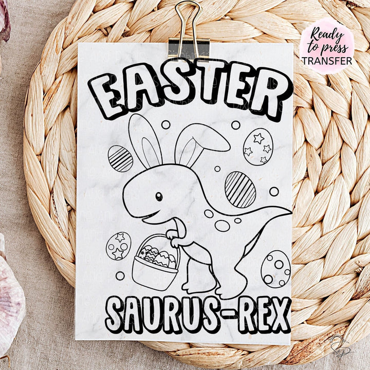 Easter Saurus T-Rex Coloring (Sublimation -OR- DTF/Digi Print) - Sunshine And Pixels
