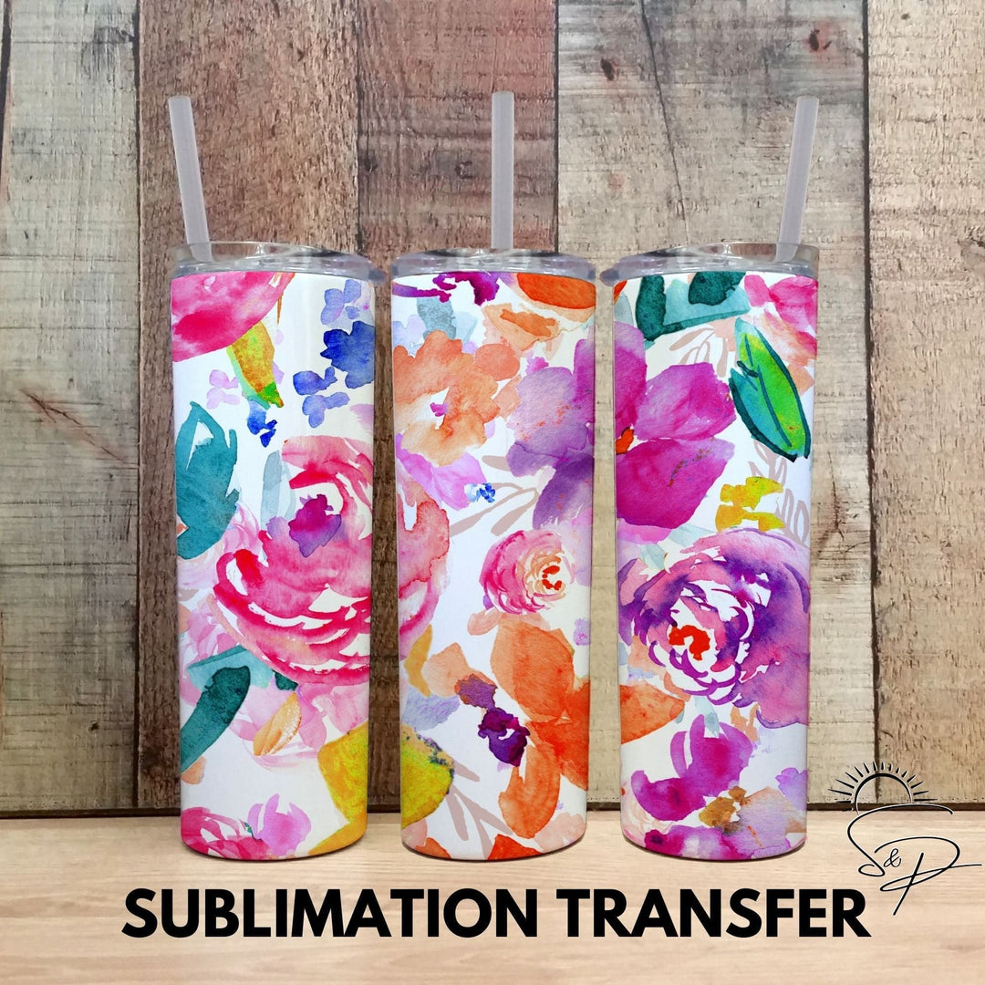 Full Wrap Sublimation Transfer - Bright Floral - Sunshine And Pixels