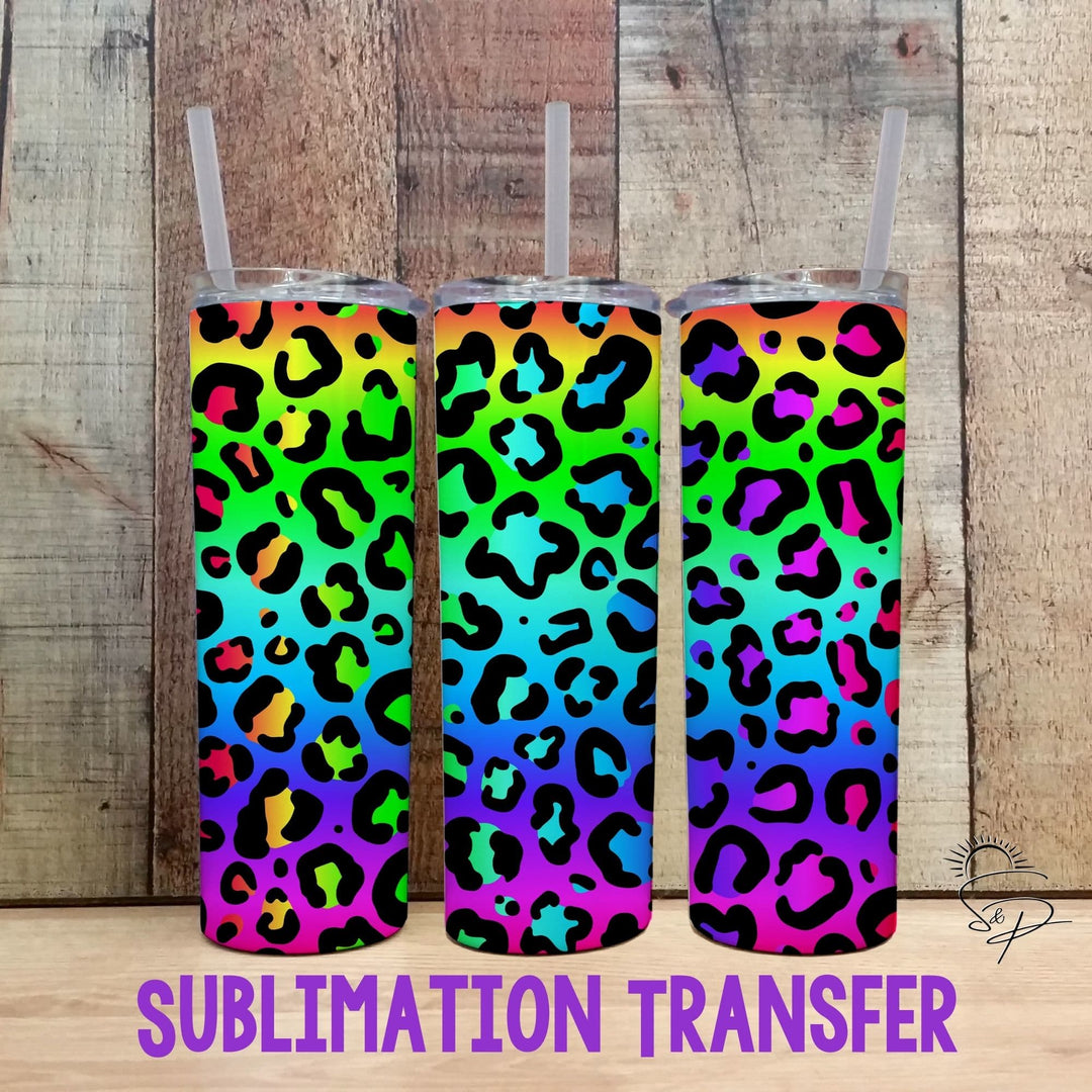 Full Wrap Sublimation Transfer - Ombre and Neon Leopard - Sunshine And Pixels