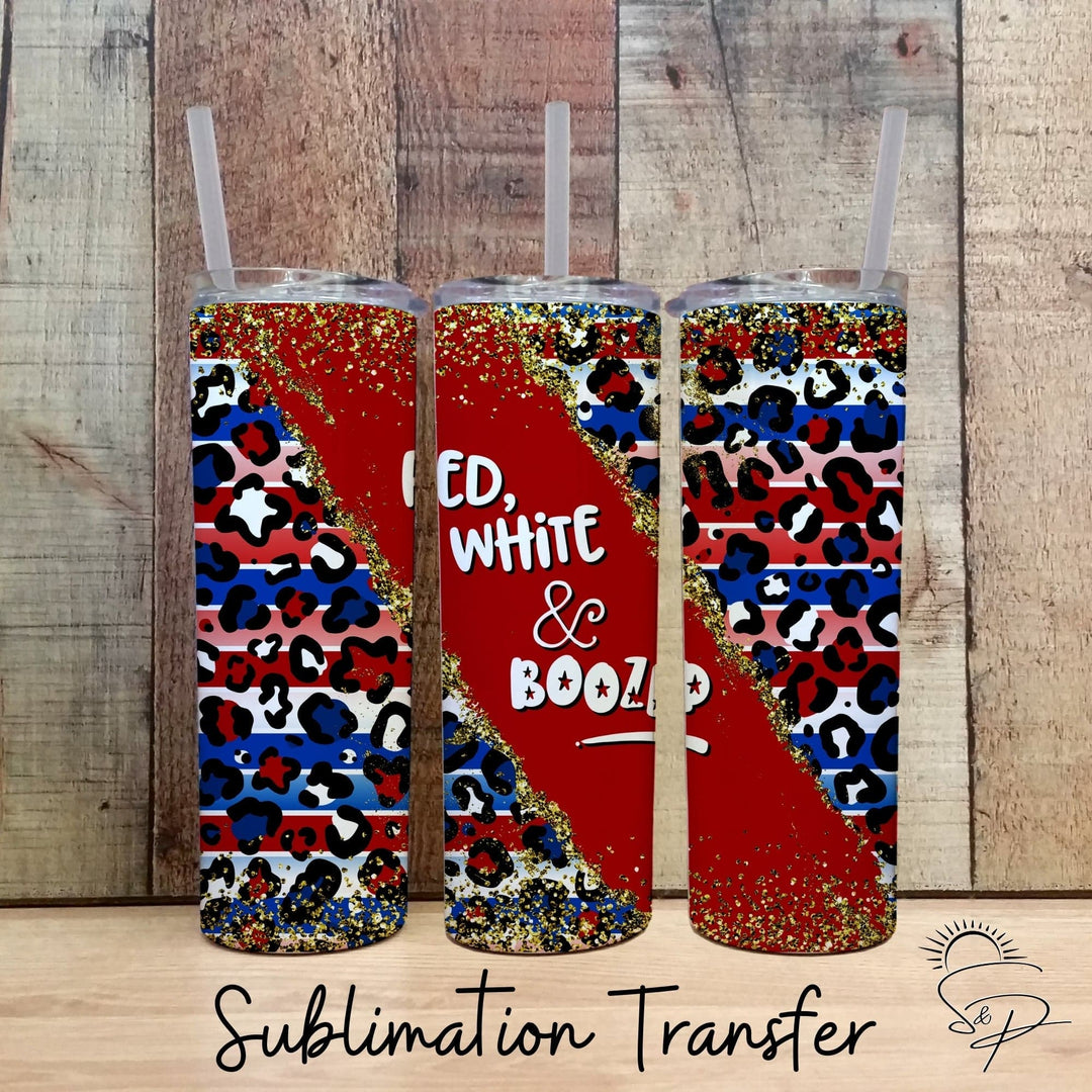 Full Wrap Sublimation Transfer - Red, White and Boozed - Sunshine And Pixels