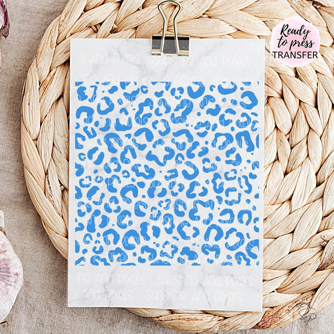 Full Wrap Sublimation Transfer- Vintage Blue Leopard Print *no background* - Sunshine And Pixels