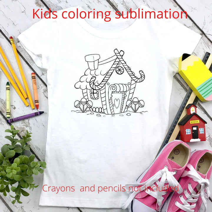 Gingerbread House coloring sublimation (Sublimation -OR- DTF/Digi Print) - Sunshine And Pixels