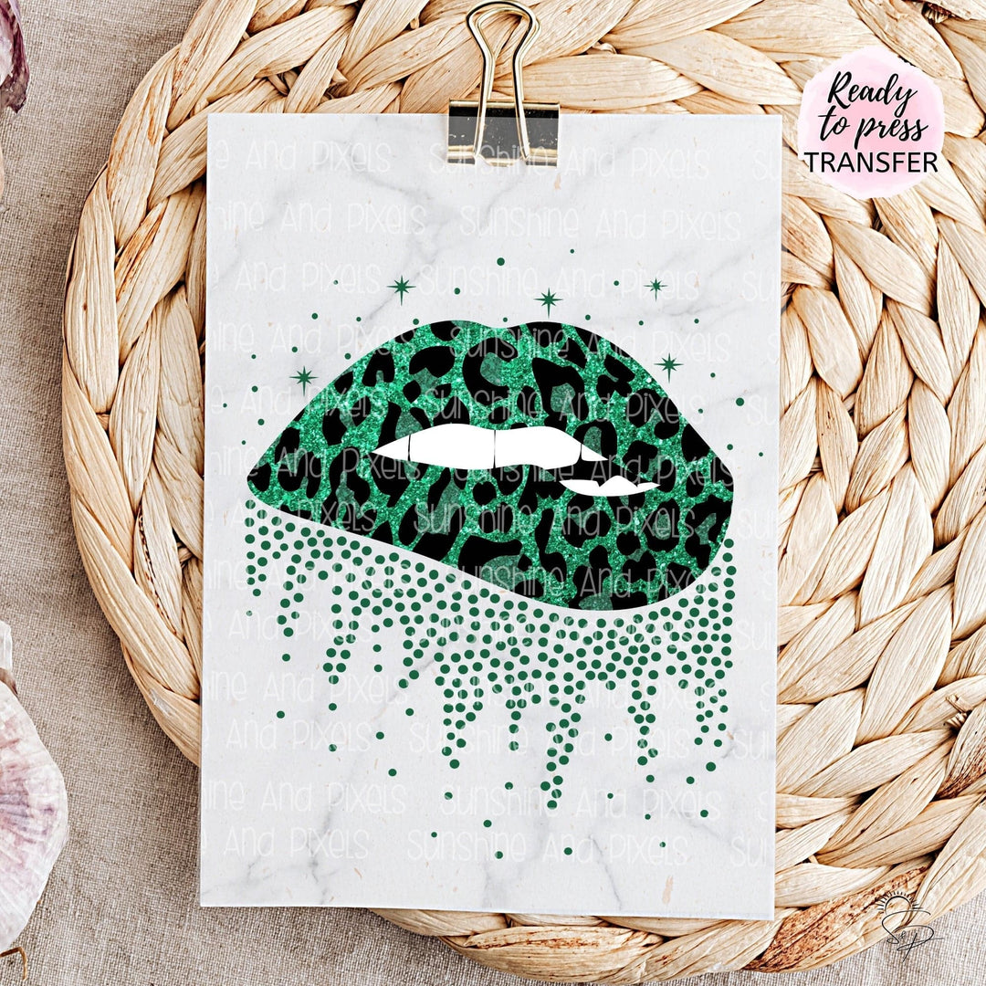 Green leopard lips (Sublimation -OR- DTF/Digi Print) - Sunshine And Pixels