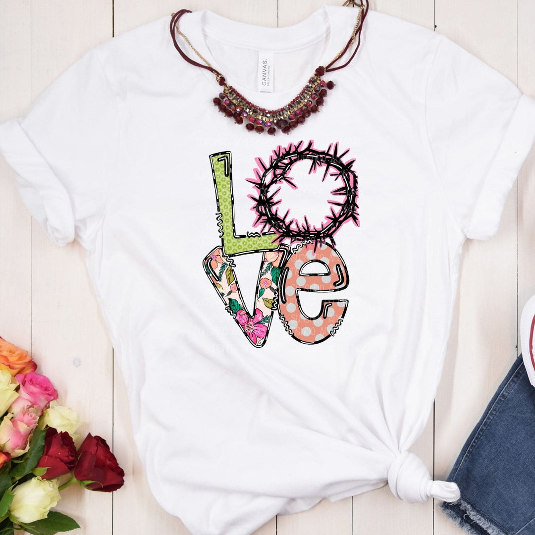 LOVE with thorny crown (Sublimation -OR- DTF/Digi Print) - Sublimation Transfer