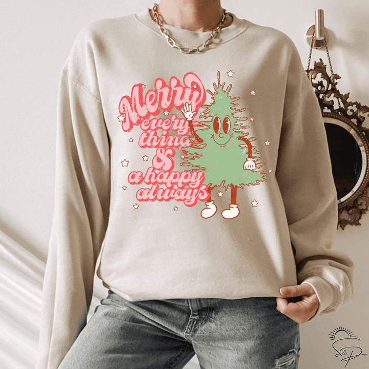 Merry Everything and Happy Always-distressed (Sublimation -OR- DTF/Digi Print) -