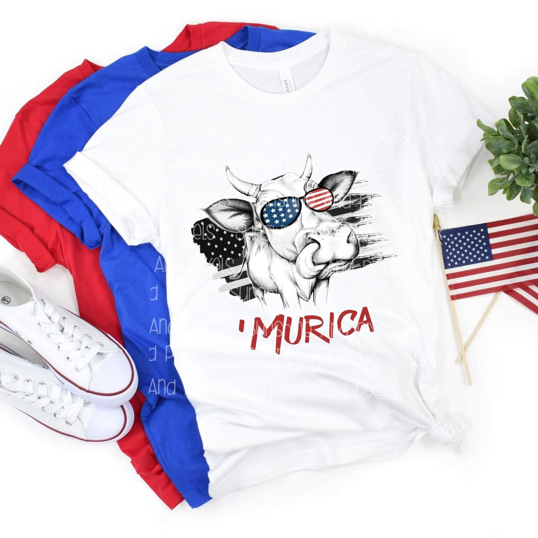 ’Murica Patriotic Cow -with tongue (Sublimation -OR- DTF/Digi Print) -