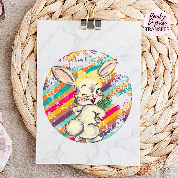 Retro Easter Bunny (Sublimation -OR- DTF/Digi Print) - Sublimation Transfer DTF