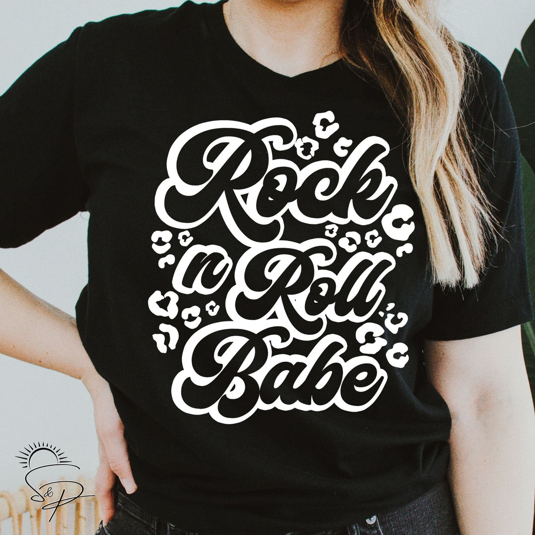 Rock n Roll Babe (White Ink SCREEN PRINT) - Sublimation Transfer DTF Transfer