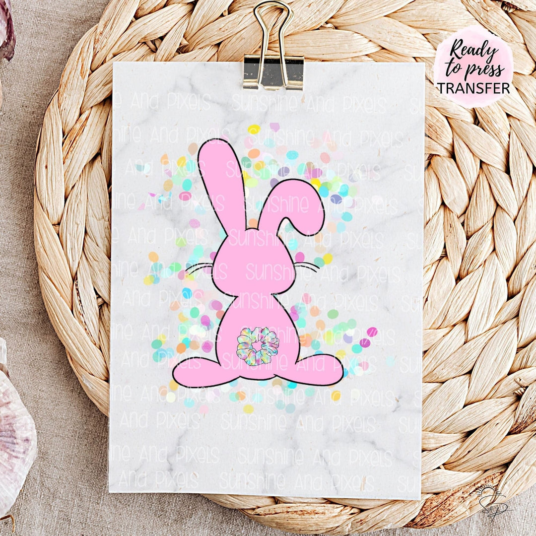 Scrunchie Bunny Rabbit with confetti background (Sublimation -OR- DTF/Digi