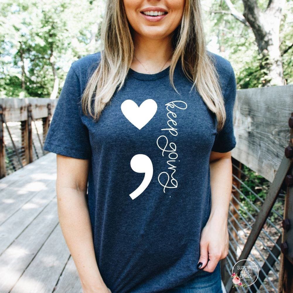 semicolon keep going (white Ink SCREEN PRINT) - Sublimation Transfer DTF