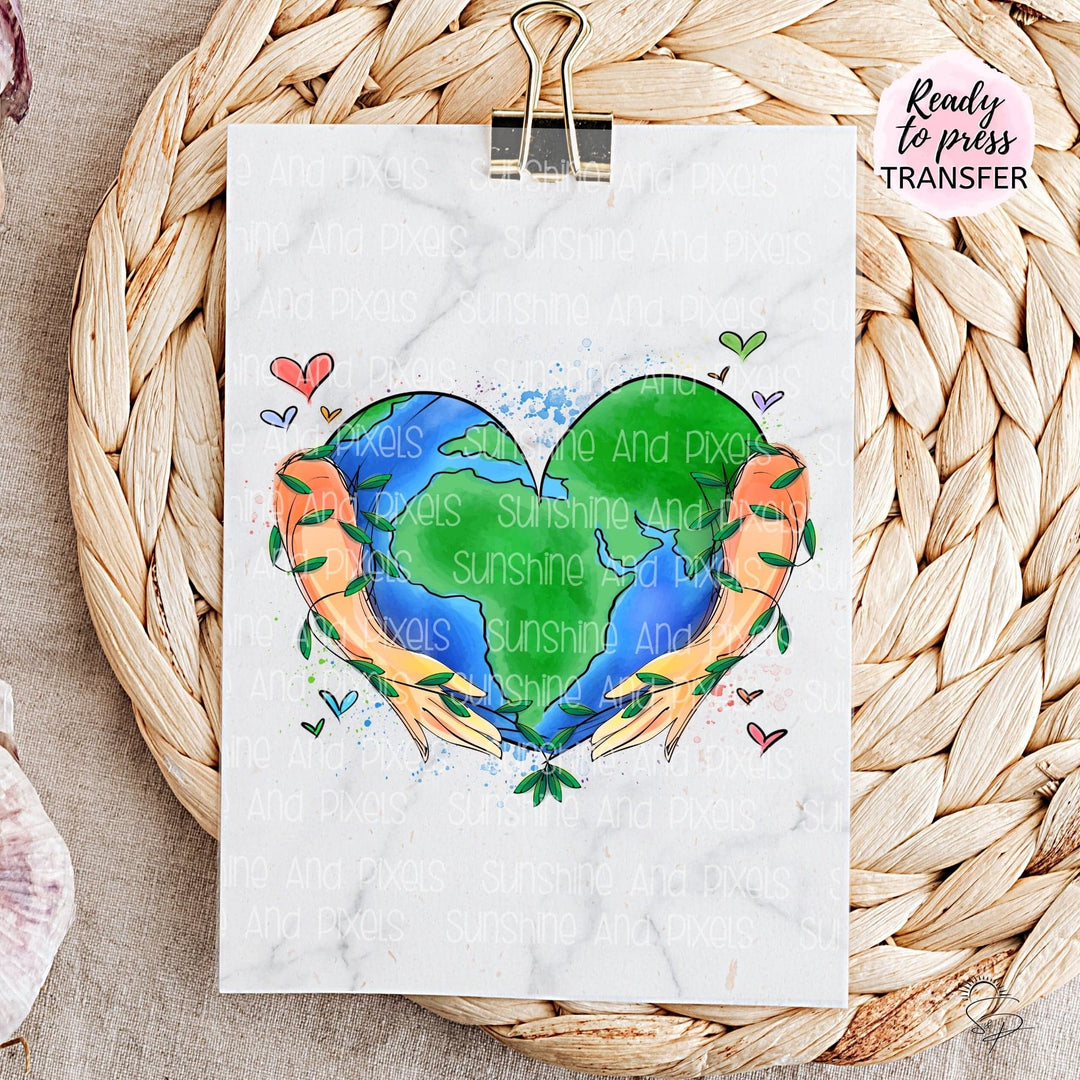 Heart earth in mother earth's hands    (Sublimation -OR- DTF Print)
