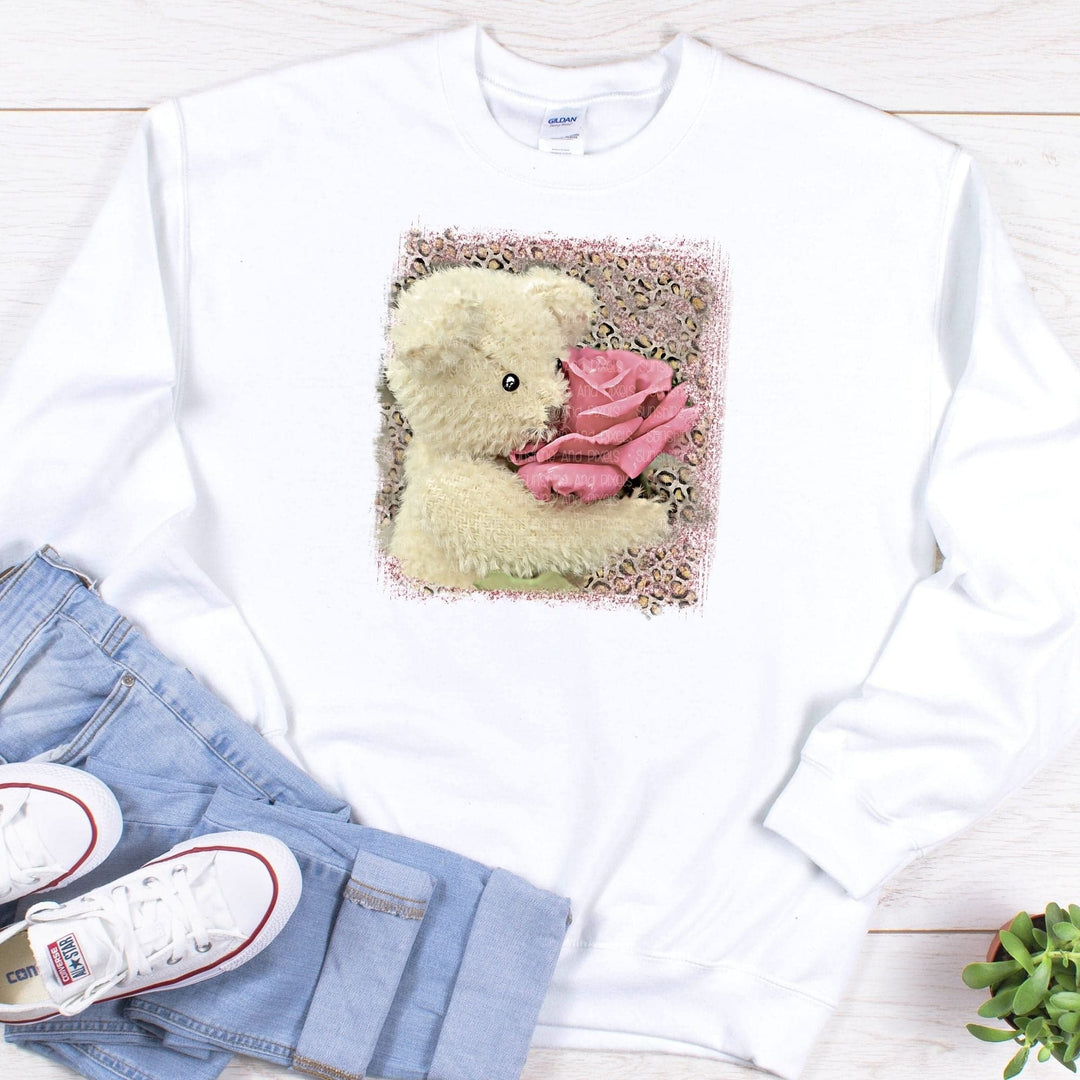 Sweet Teddy Bear with Rose Valentine's day    (Sublimation -OR- DTF Print)
