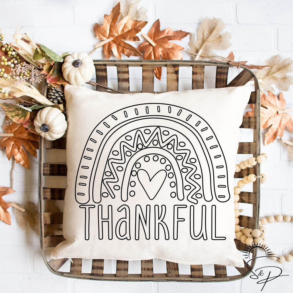 Thankful -Coloring Book Screen- (Black Ink SCREEN PRINT) - Sublimation Transfer