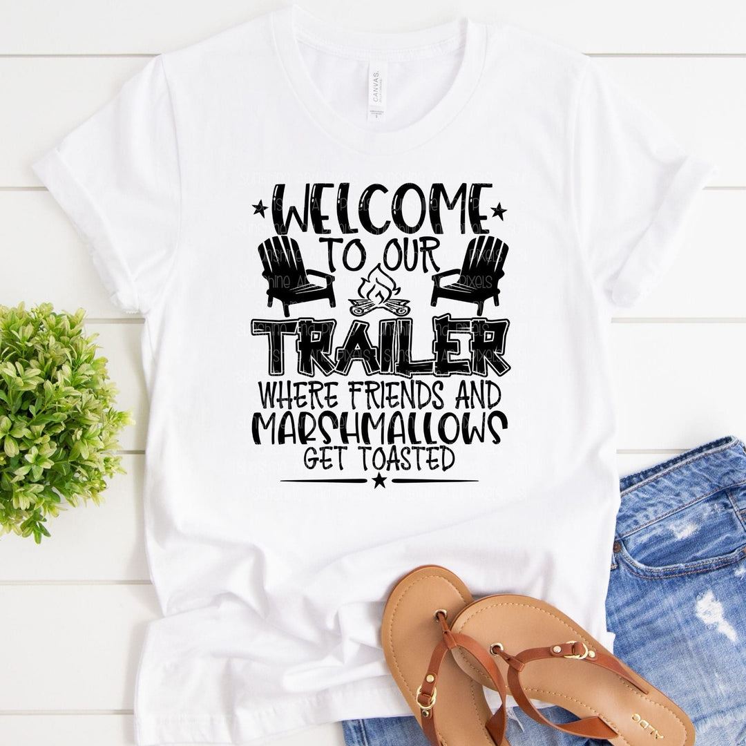Welcome to our trailer where friends and marshmallows get toasted at the same