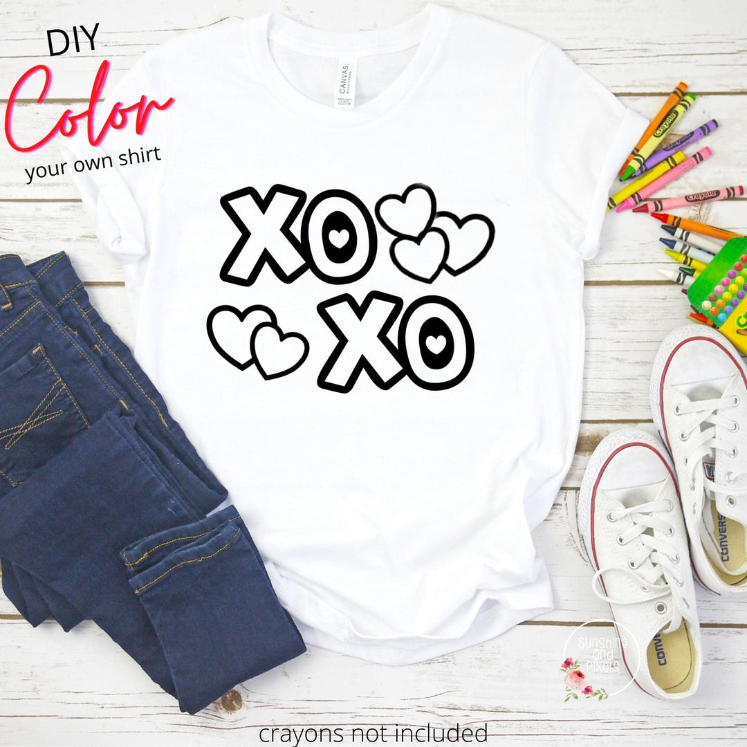 XoXo Valentine’s Day Coloring (Black Ink SCREEN PRINT) - Sublimation Transfer